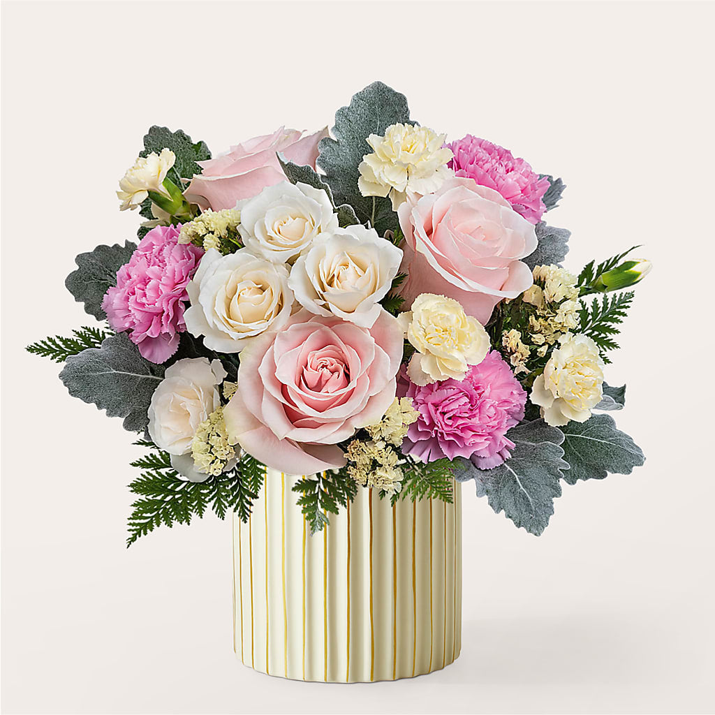 Blissful Moments Bouquet with Ivory Vase – Mary Blooms Florist, Port Saint Lucie FL