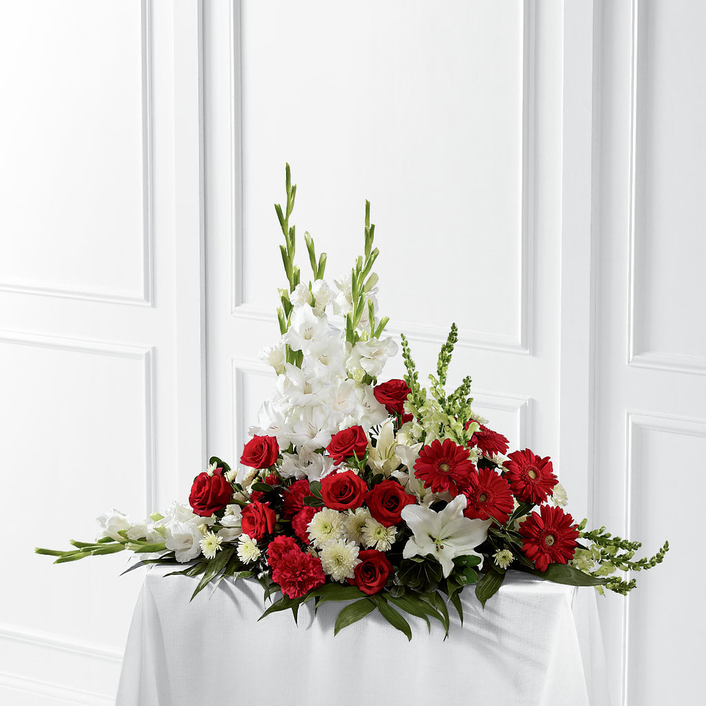 Crimson & White Arrangement – Mary Blooms Florist, Port Saint Lucie FL