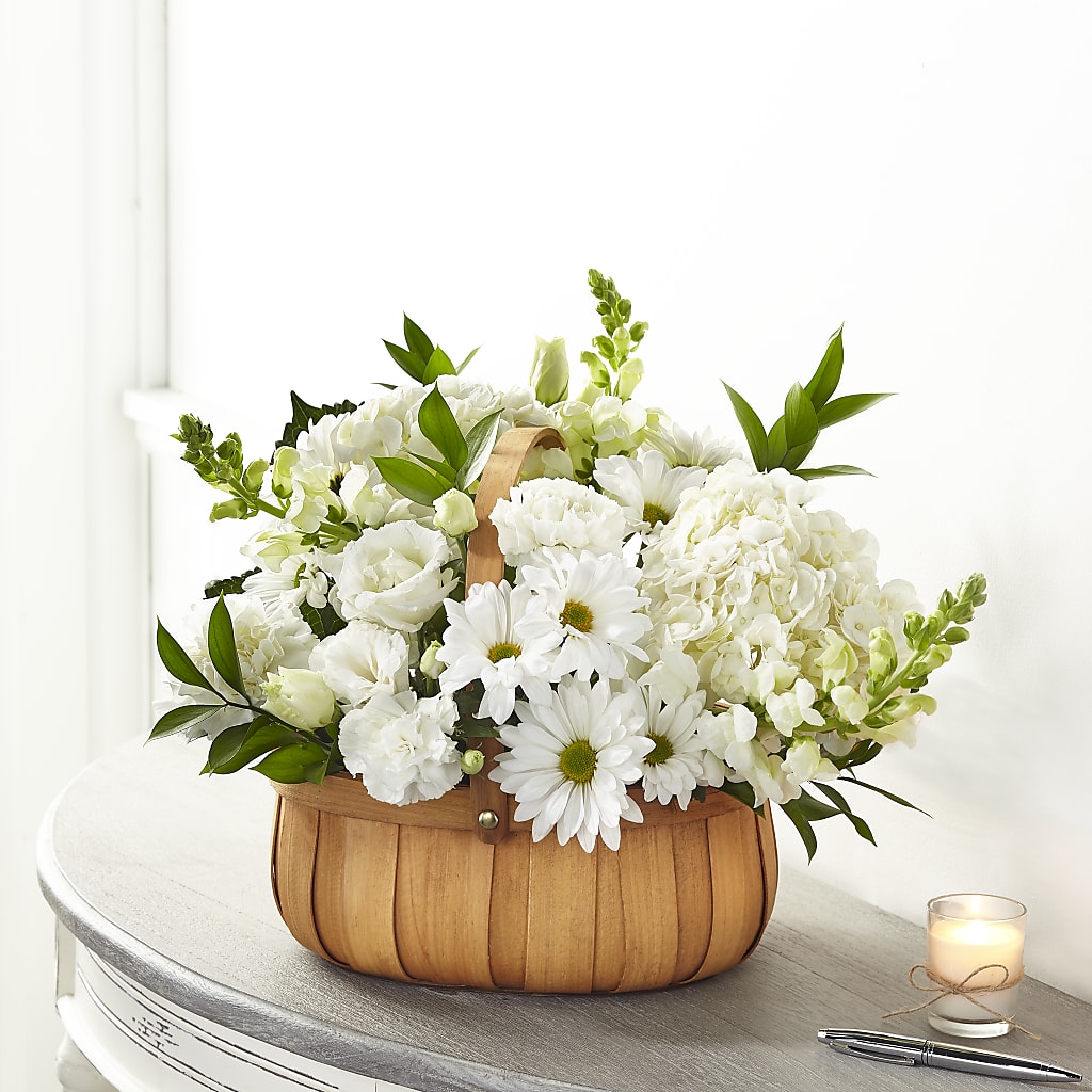Pure Ivory Basket – Mary Blooms Florist, Port Saint Lucie FL