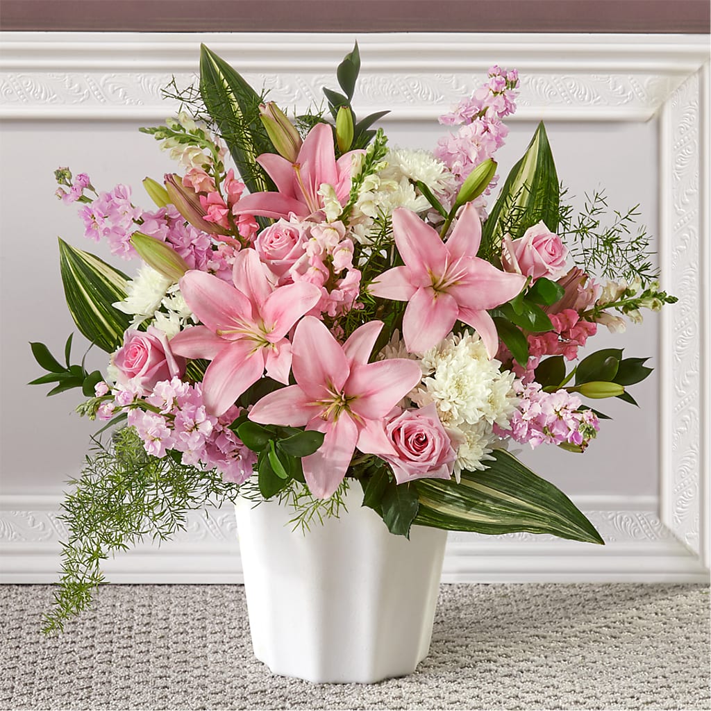 Simply Serene Floor Basket – Mary Blooms Florist, Port Saint Lucie FL
