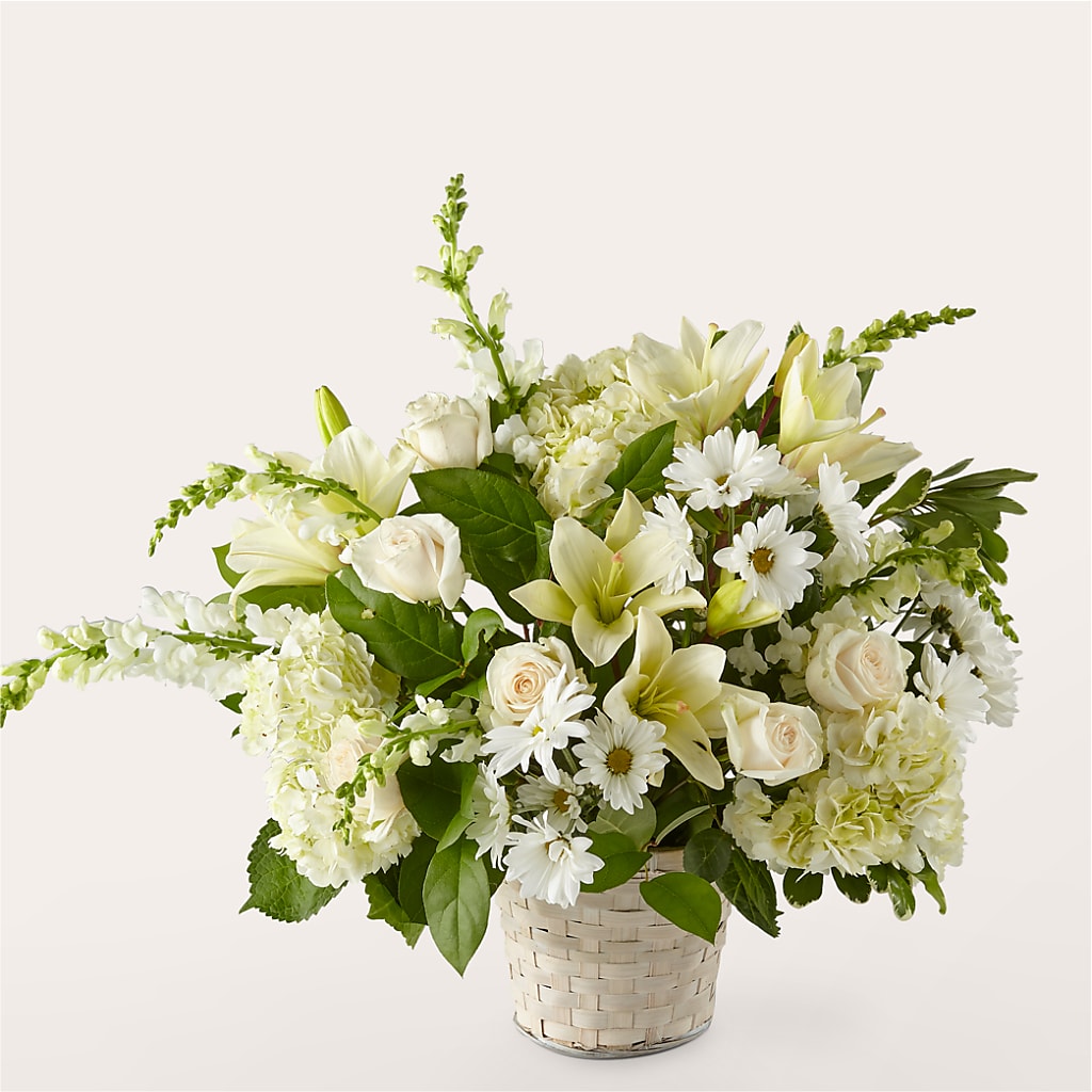 Ivory Elegance Floral Basket – Mary Blooms Florist, Port Saint Lucie FL