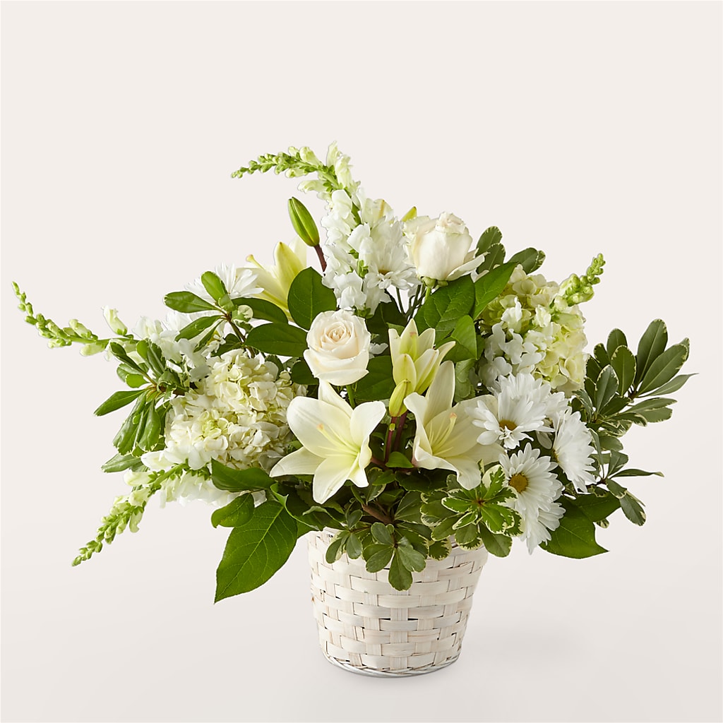 Ivory Elegance Floral Basket – Mary Blooms Florist, Port Saint Lucie FL