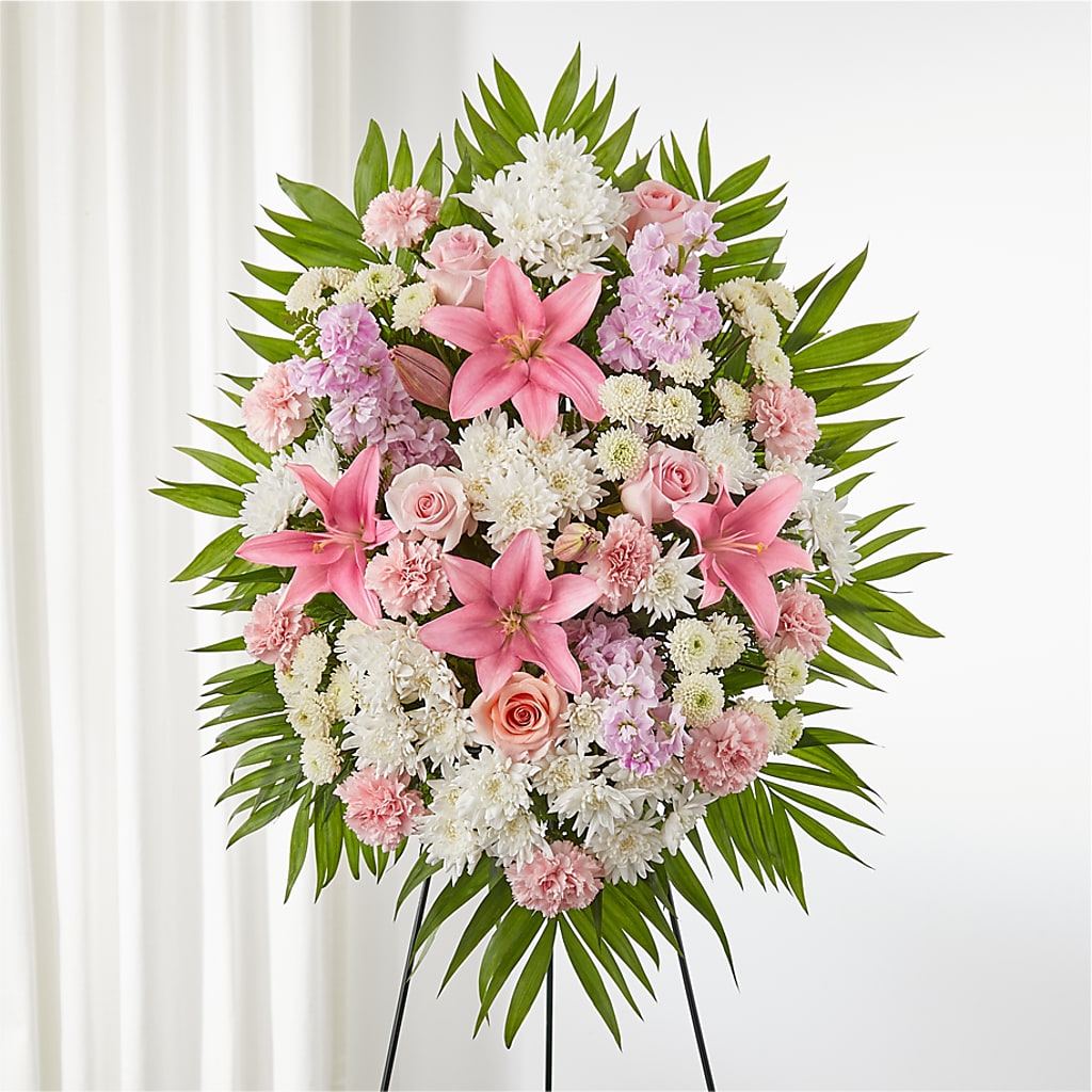 Offering Solace Standing Spray – Mary Blooms Florist, Port Saint Lucie FL
