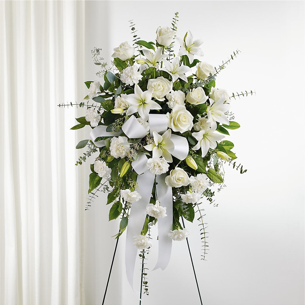 With Care Standing Spray – Mary Blooms Florist, Port Saint Lucie FL