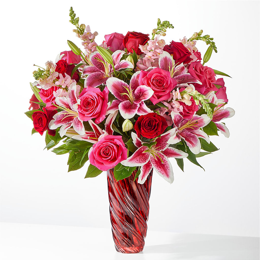 Always You Bouquet with Luxe Swirl Vase – Mary Blooms Florist, Port Saint Lucie FL