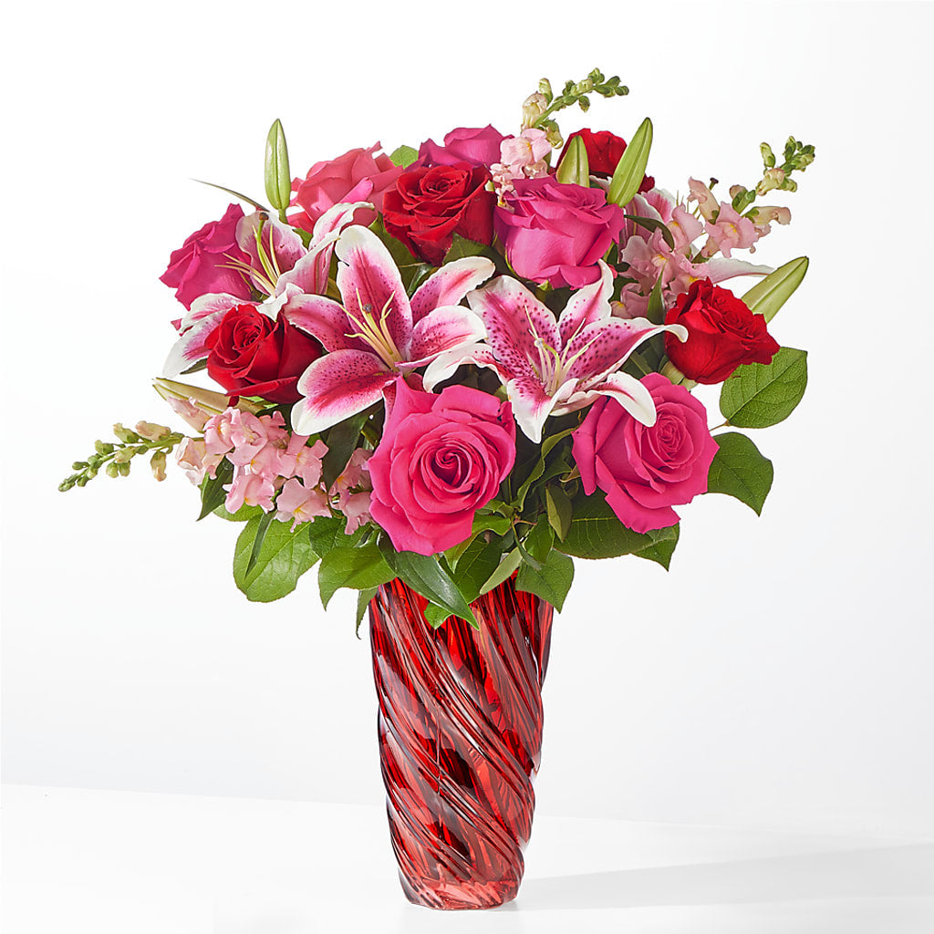 Always You Bouquet with Luxe Swirl Vase – Mary Blooms Florist, Port Saint Lucie FL