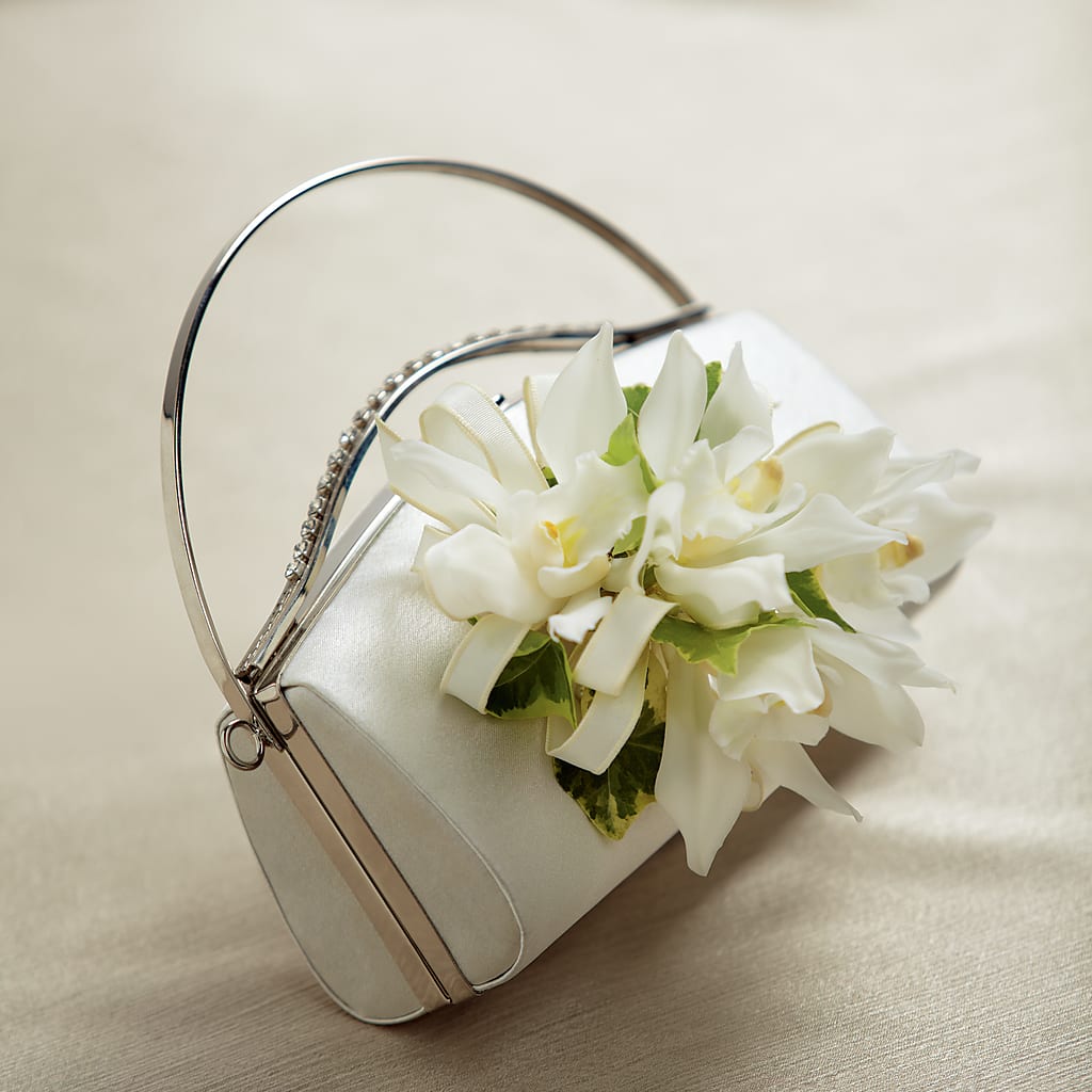 White Purse Decor – Mary Blooms Florist, Port Saint Lucie FL