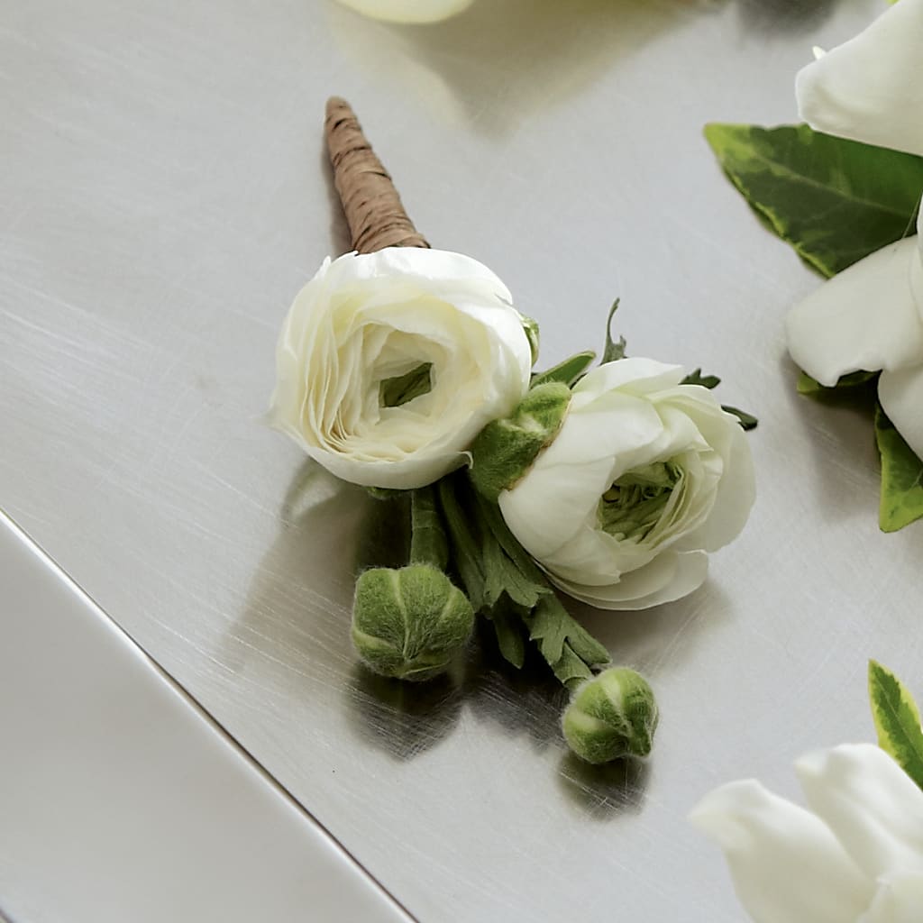 White Ranunculus Boutonniere – Mary Blooms Florist, Port Saint Lucie FL