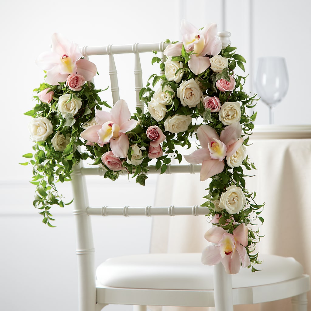Orchid Rose Chair Décor – Mary Blooms Florist, Port Saint Lucie FL