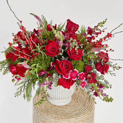 Big Red Bow Bouquet –  Mary Blooms Florist, Port Saint Lucie FL