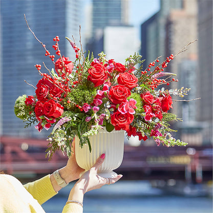 Big Red Bow Bouquet –  Mary Blooms Florist, Port Saint Lucie FL