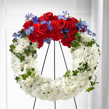 Patriotic Passion Wreath –  Mary Blooms Florist, Port Saint Lucie FL
