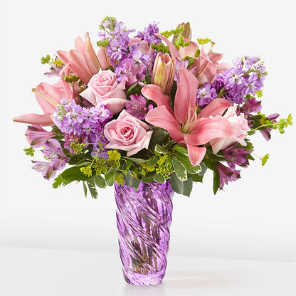 Precious Petals Bouquet with Luxe Swirl Vase –  Mary Blooms Florist, Port Saint Lucie FL