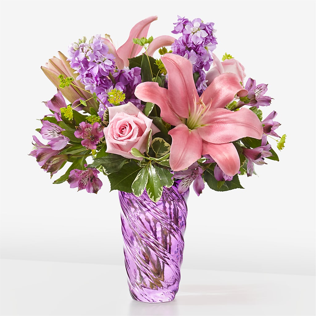 Precious Petals Bouquet with Luxe Swirl Vase –  Mary Blooms Florist, Port Saint Lucie FL