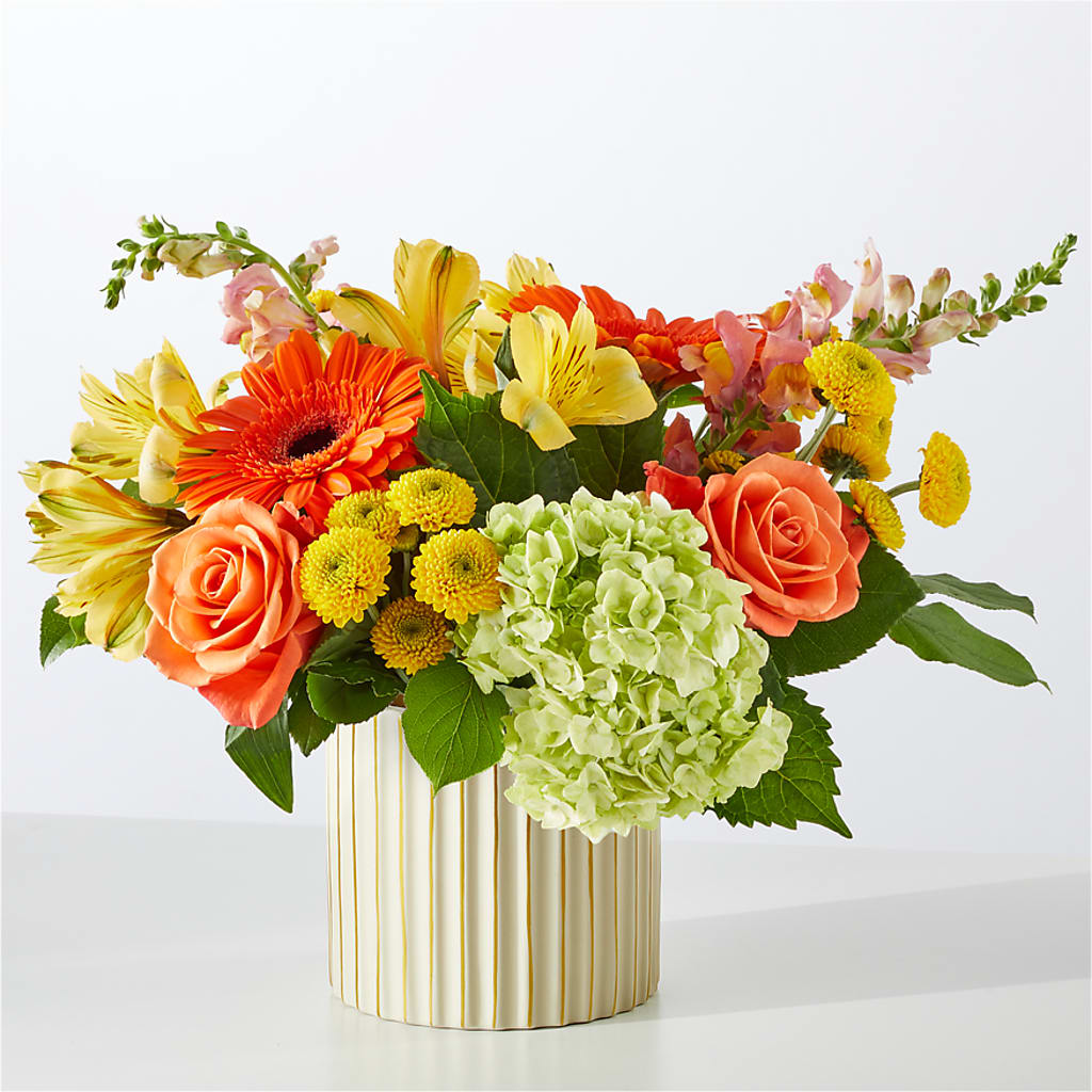 Autumn Sunshine Bouquet with Ivory Vase –  Mary Blooms Florist, Port Saint Lucie FL