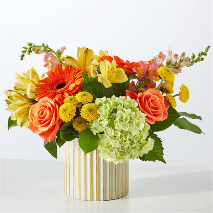 Autumn Sunshine Bouquet with Ivory Vase –  Mary Blooms Florist, Port Saint Lucie FL