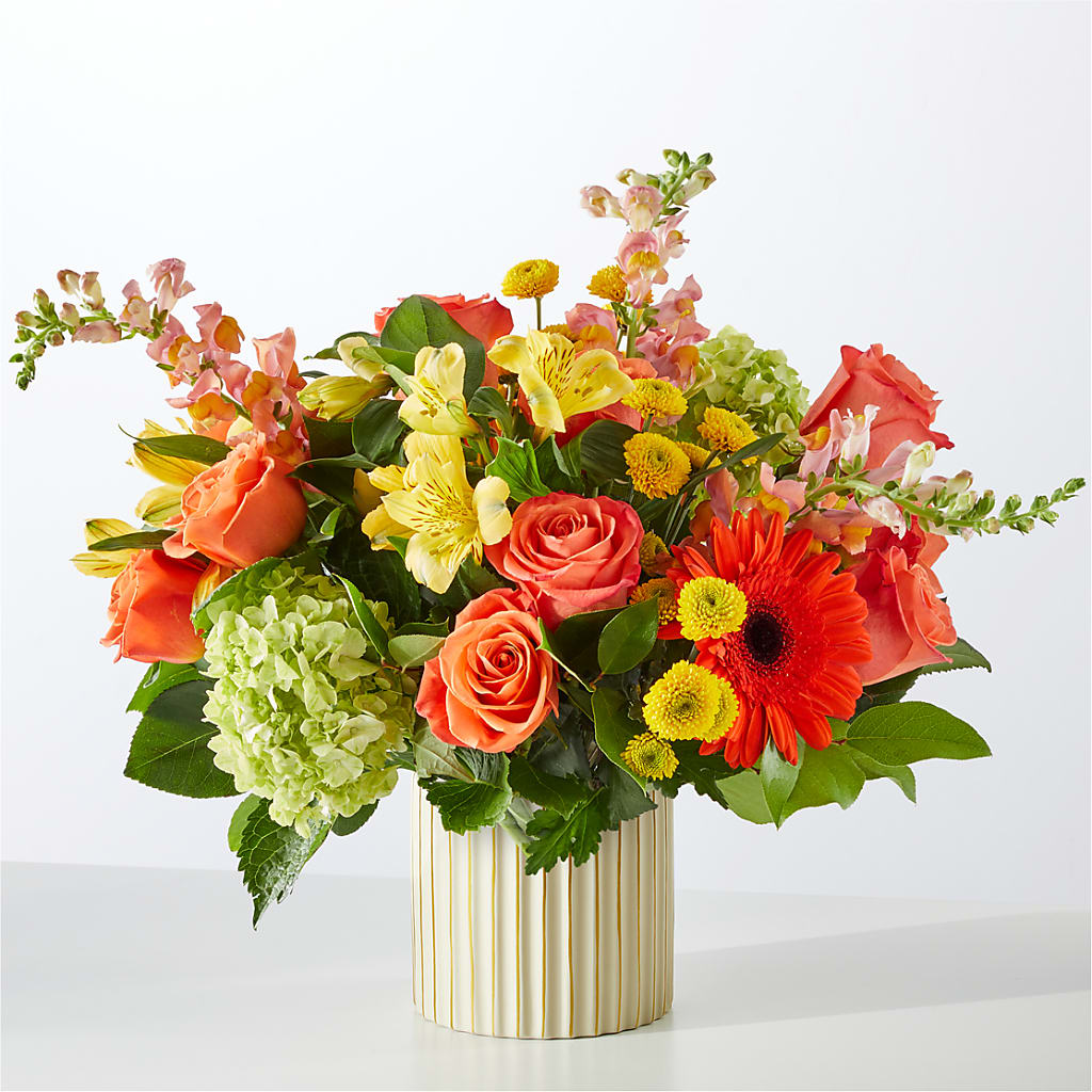 Autumn Sunshine Bouquet with Ivory Vase –  Mary Blooms Florist, Port Saint Lucie FL