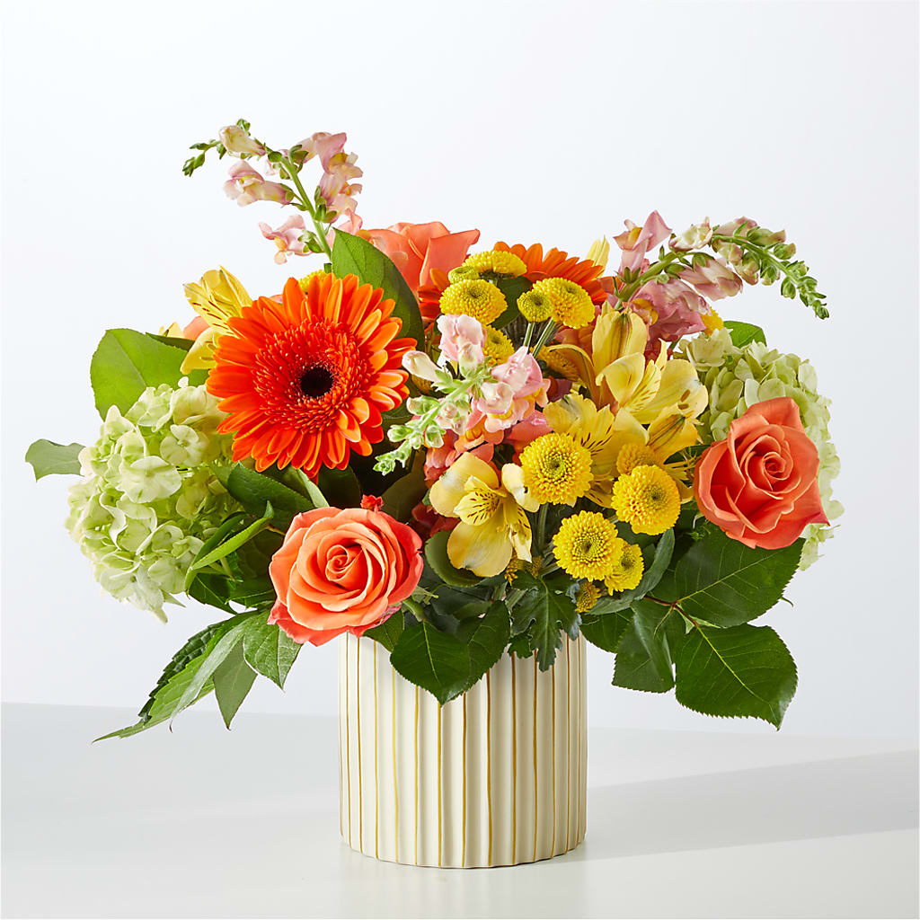 Autumn Sunshine Bouquet with Ivory Vase –  Mary Blooms Florist, Port Saint Lucie FL
