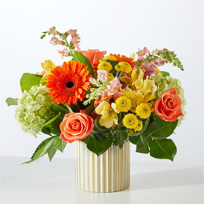 Autumn Sunshine Bouquet with Ivory Vase –  Mary Blooms Florist, Port Saint Lucie FL