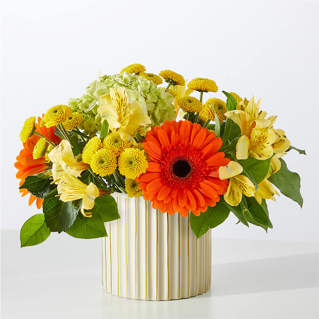 Autumn Sunshine Bouquet with Ivory Vase –  Mary Blooms Florist, Port Saint Lucie FL