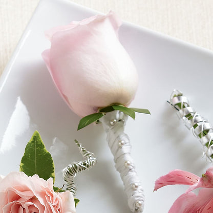 Pink Rose Boutonniere –  Mary Blooms Florist, Port Saint Lucie FL