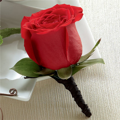 Red Rose Boutonniere –  Mary Blooms Florist, Port Saint Lucie FL