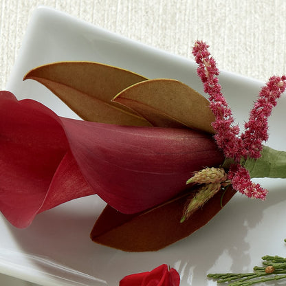 Red Calla Boutonniere –  Mary Blooms Florist, Port Saint Lucie FL